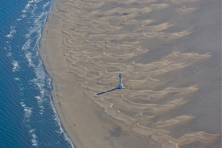 Punta del Fangar en el Delta de l'ebre, paisatge per observar ocells marins
